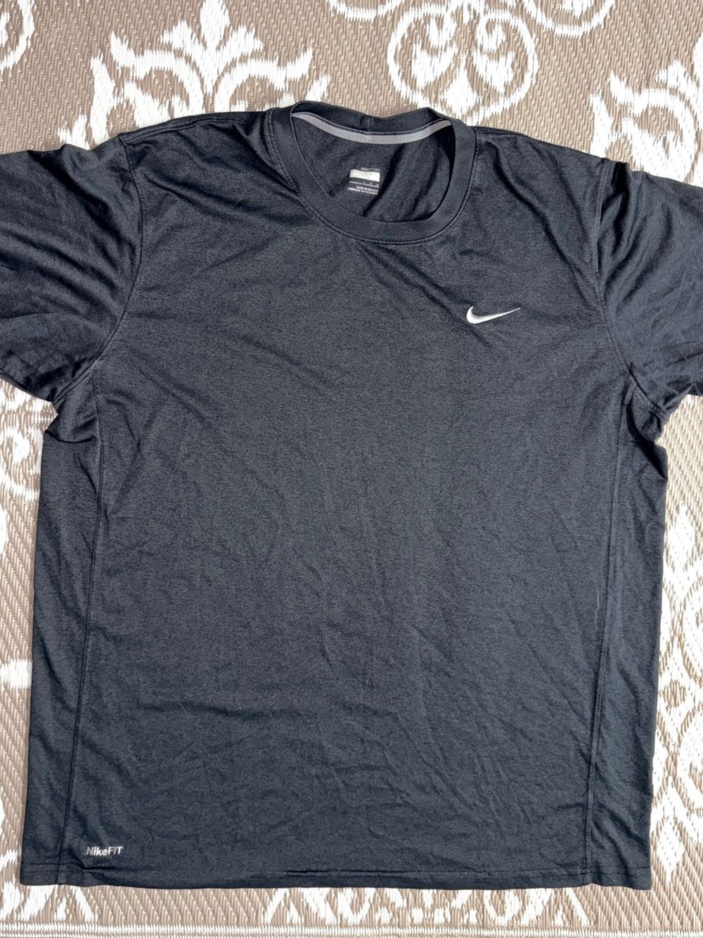 Nike Black Short Sleeve Dri-FIT Tee with White Swoosh